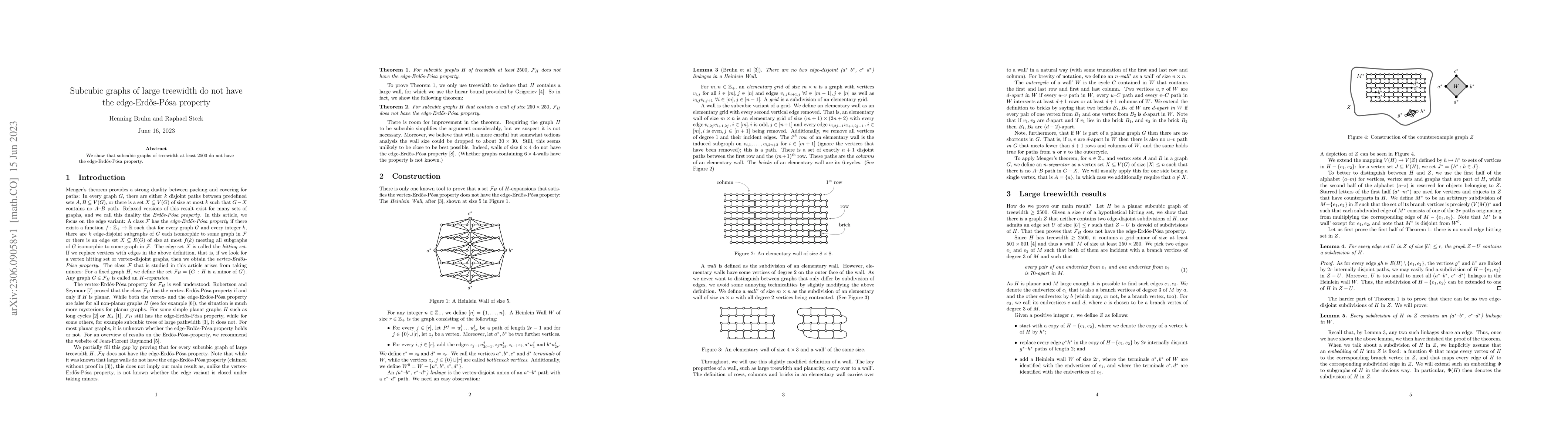 Thumbnail for Subcubic graphs of large treewidth do not have the
  edge-Erd\H{o}s-P\'{o}sa property