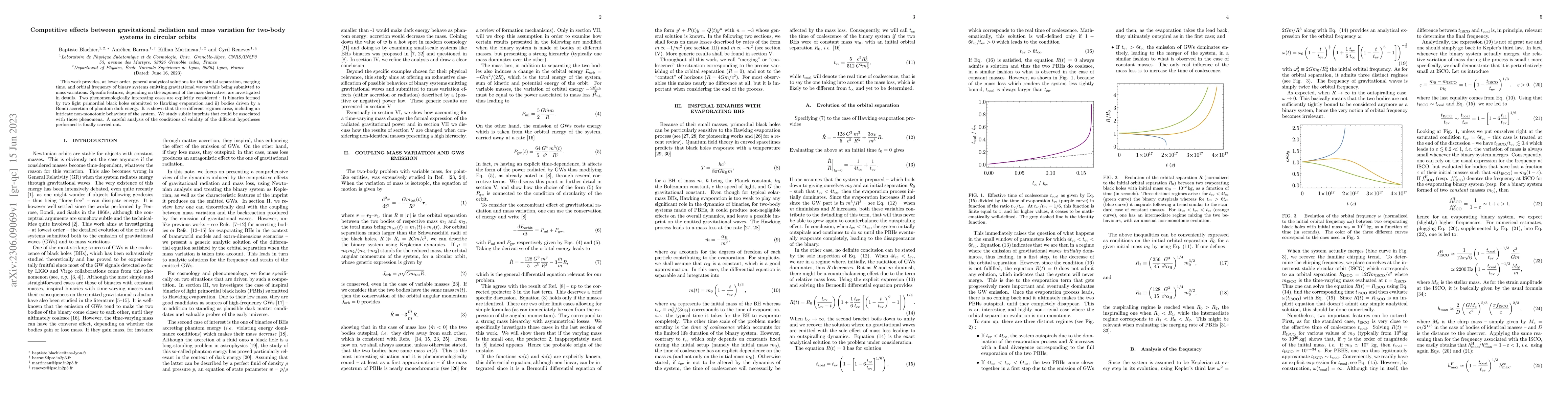Thumbnail for Competitive effects between gravitational radiation and mass variation
  for two-body systems in circular orbits