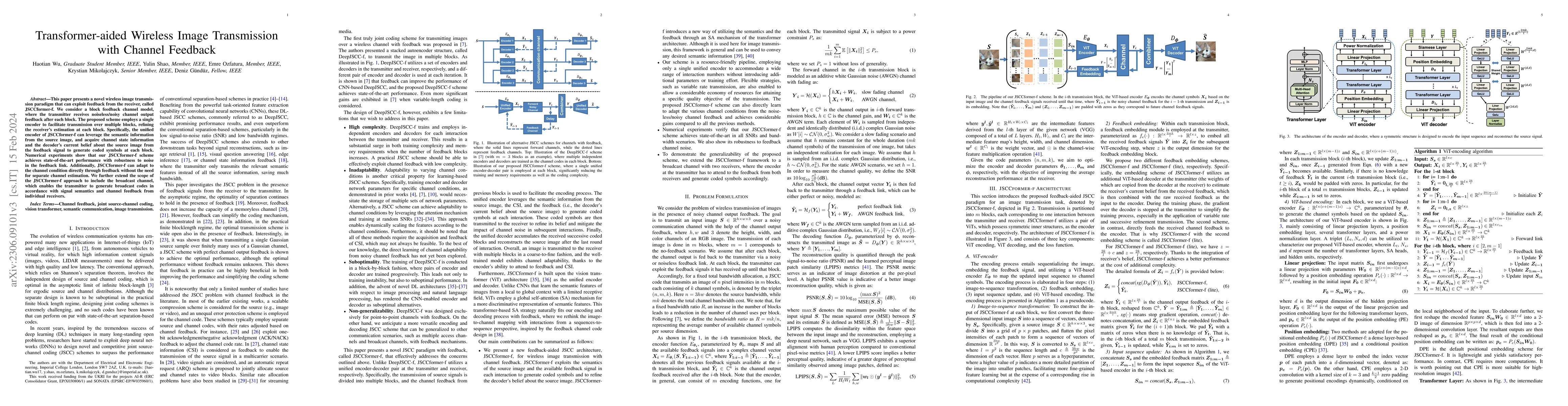 Thumbnail for Transformer-aided Wireless Image Transmission with Channel Feedback