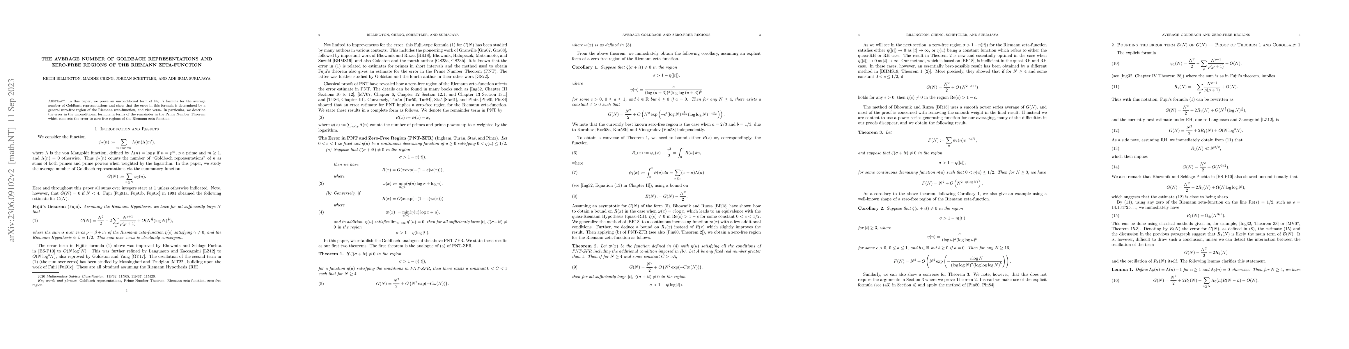 Thumbnail for The Average Number of Goldbach Representations and Zero-Free Regions of
  the Riemann Zeta-Function