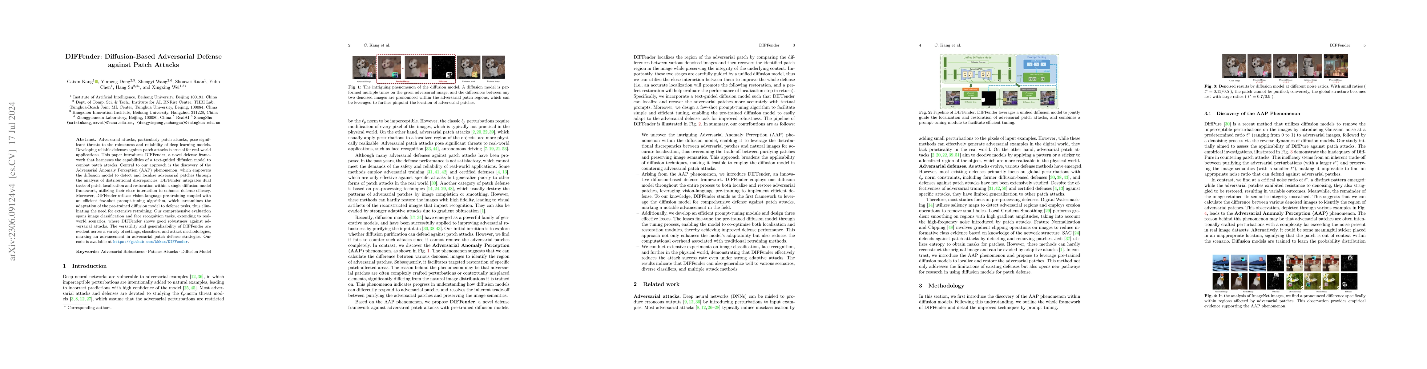 Thumbnail for DIFFender: Diffusion-Based Adversarial Defense against Patch Attacks