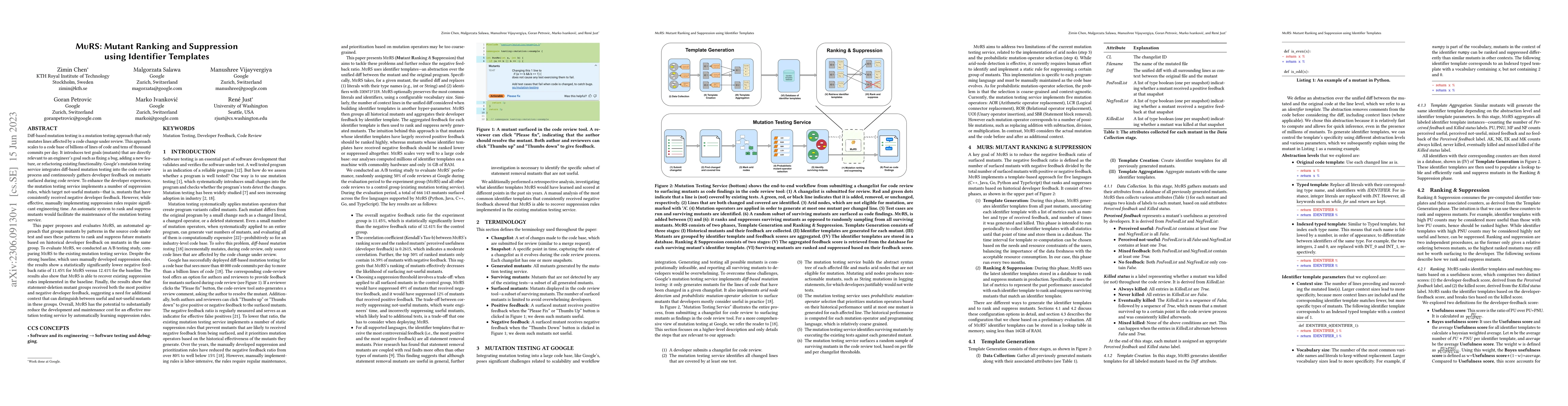 Thumbnail for MuRS: Mutant Ranking and Suppression using Identifier Templates