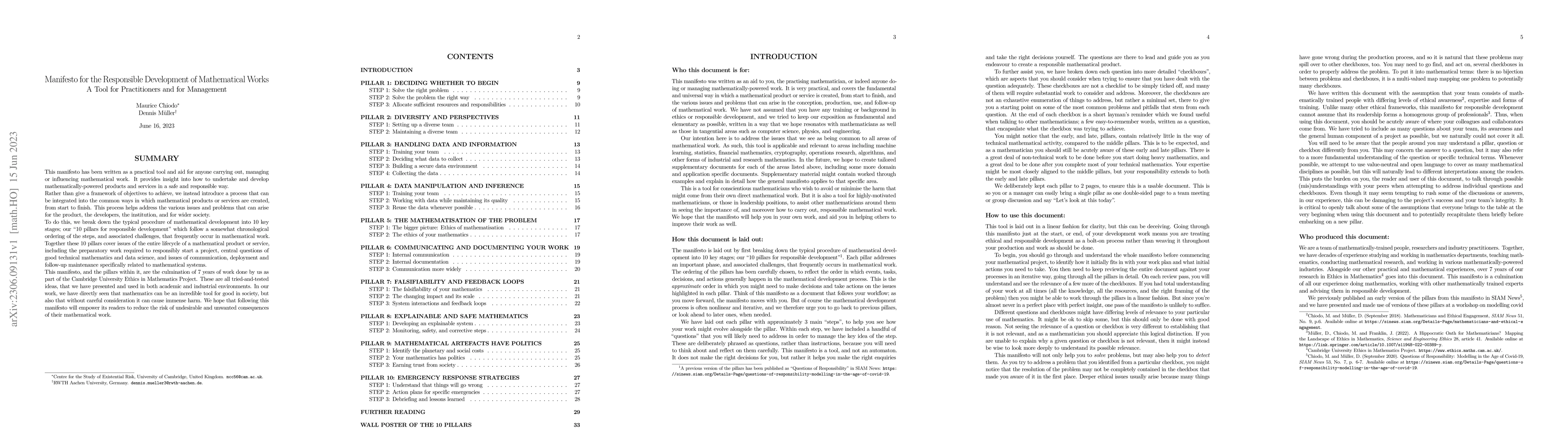 Thumbnail for Manifesto for the Responsible Development of Mathematical Works -- A
  Tool for Practitioners and for Management