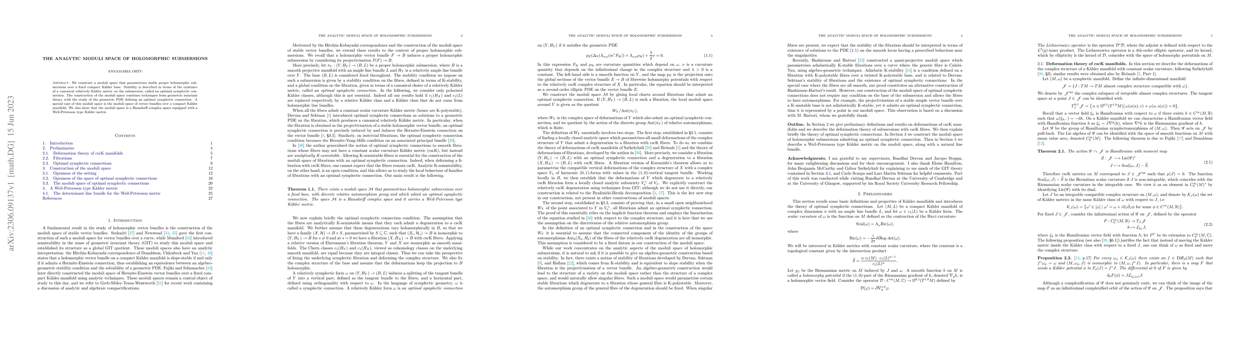 Thumbnail for The analytic moduli space of holomorphic submersions