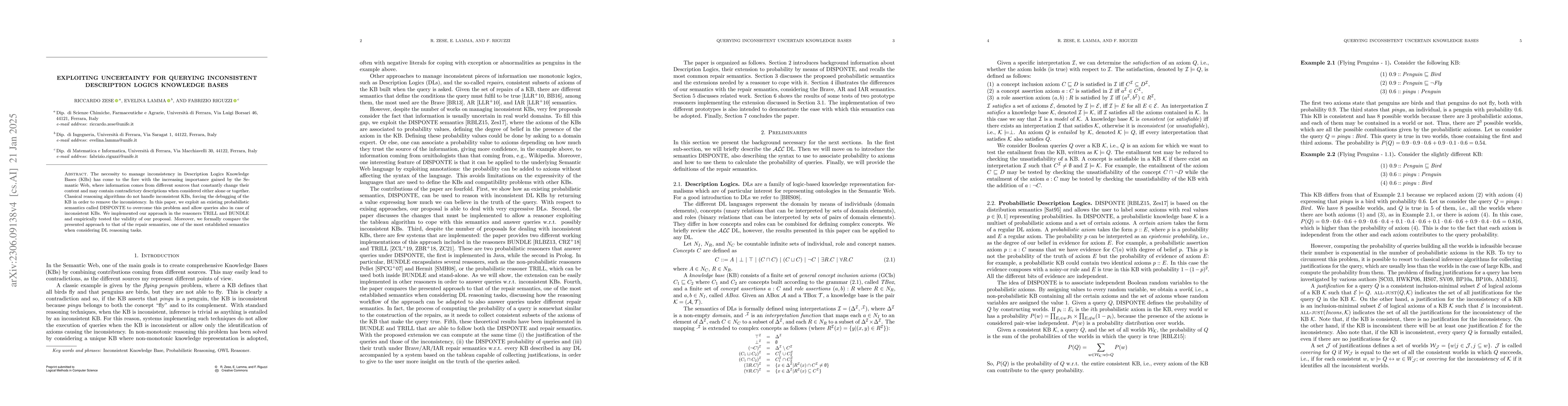 Thumbnail for Exploiting Uncertainty for Querying Inconsistent Description Logics
  Knowledge Bases
