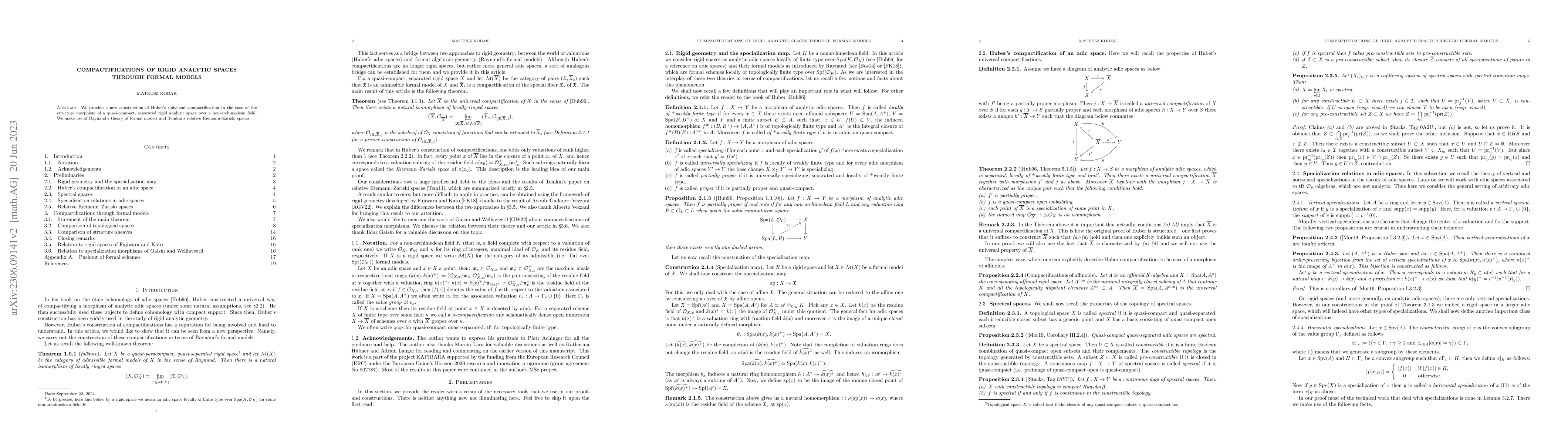 Thumbnail for Compactifications of rigid analytic spaces through formal models