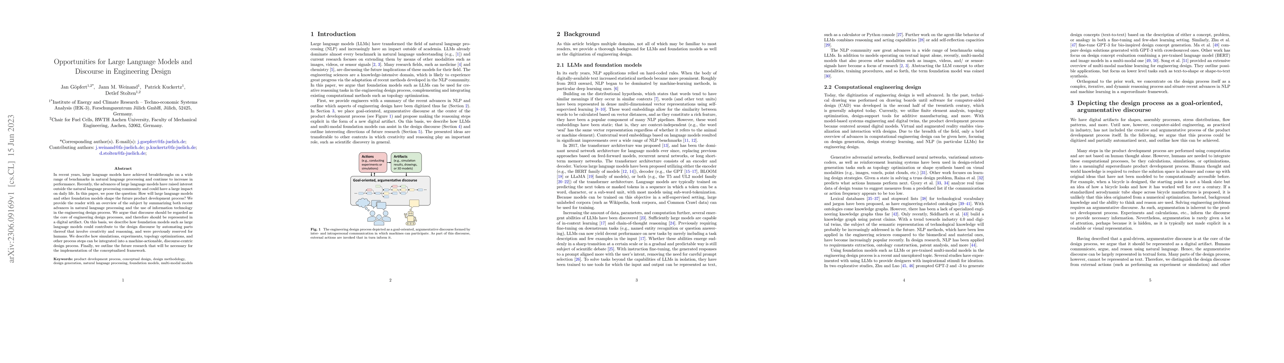 Thumbnail for Opportunities for Large Language Models and Discourse in Engineering
  Design