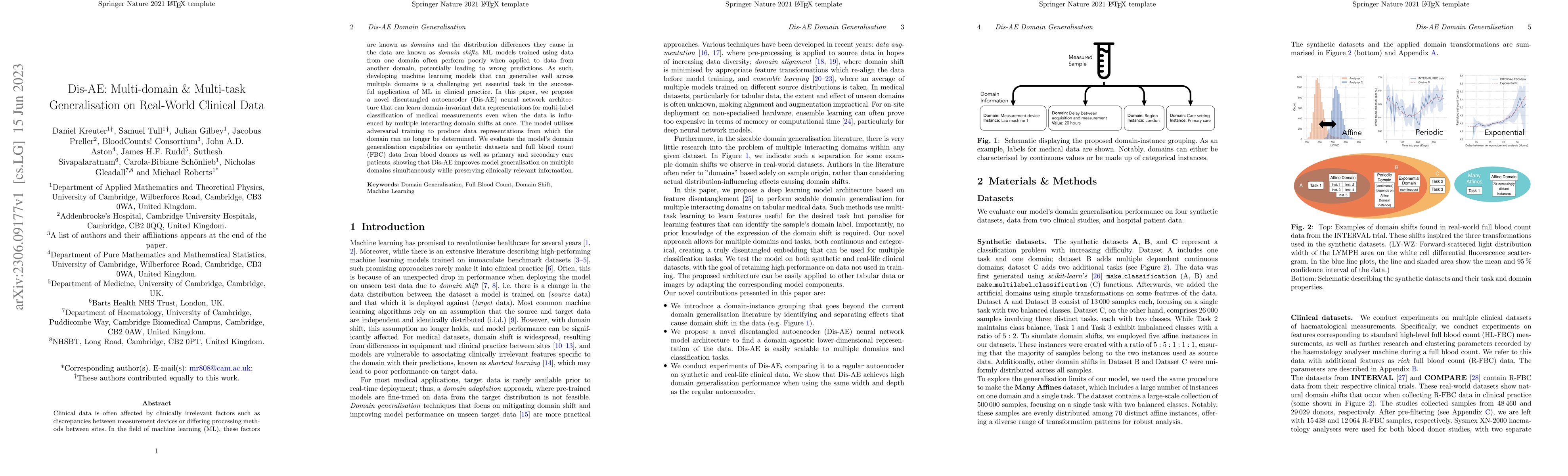 Thumbnail for Dis-AE: Multi-domain & Multi-task Generalisation on Real-World Clinical
  Data