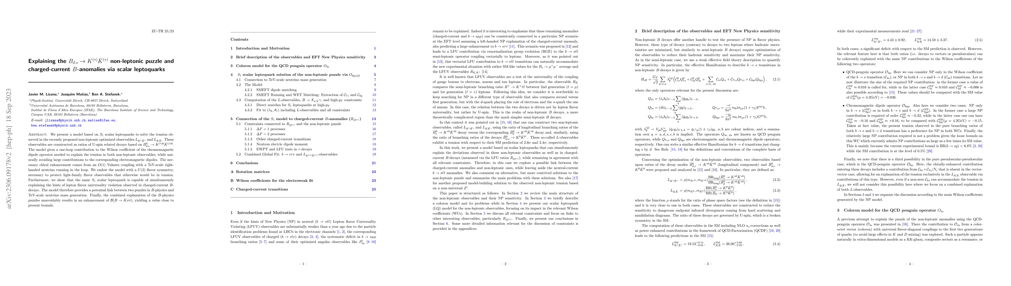 Thumbnail for Explaining the $B_{d,s}\rightarrow {K^{(*)}\bar K^{(*)}}$ non-leptonic
  puzzle and charged-current $B$-anomalies via scalar leptoquarks