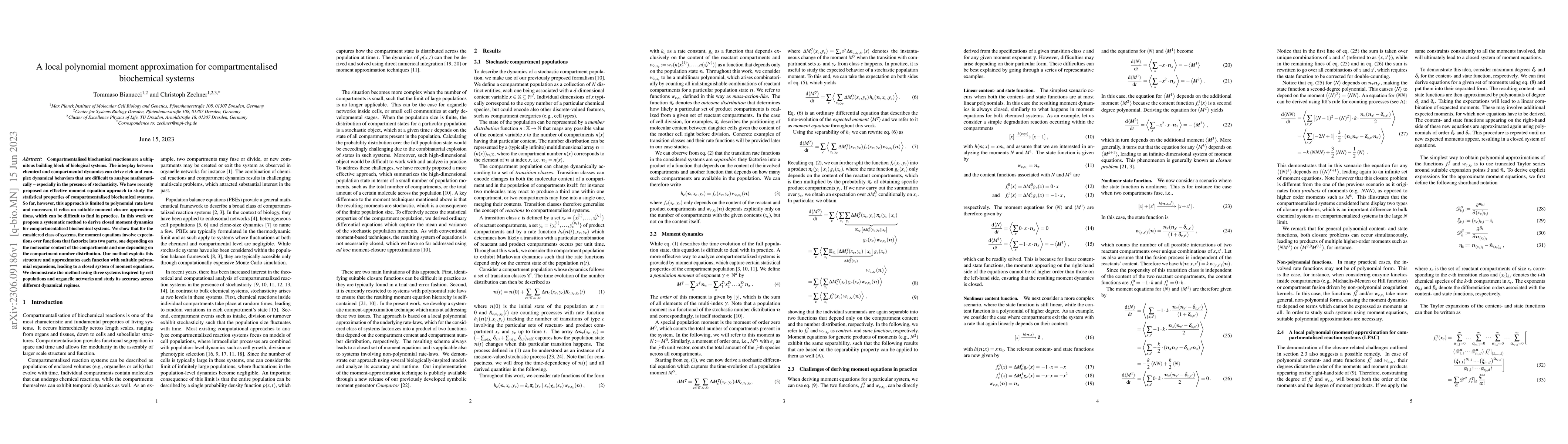 Thumbnail for A local polynomial moment approximation for compartmentalised
  biochemical systems