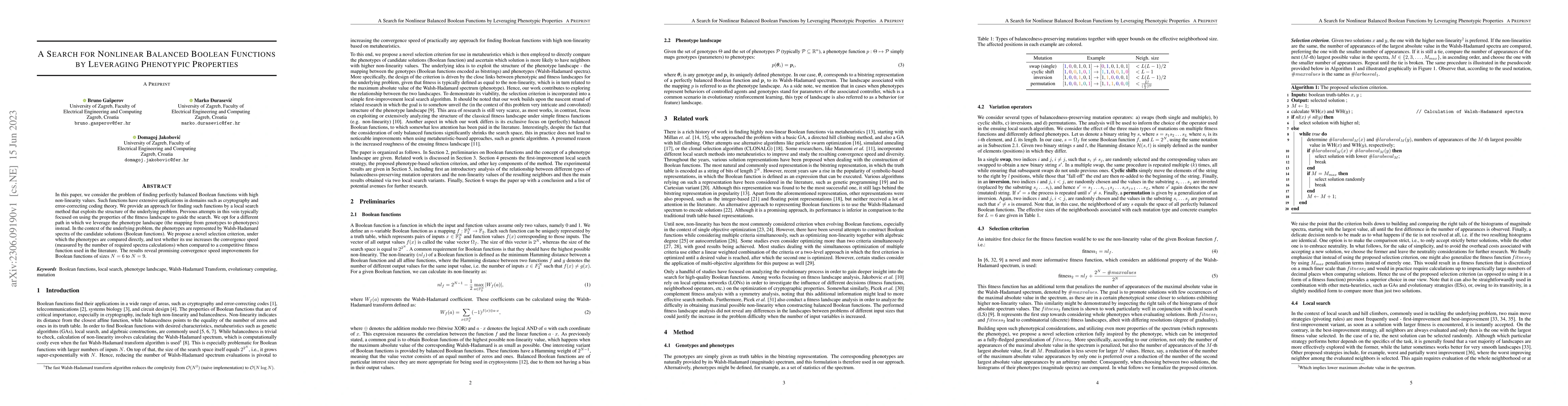 Thumbnail for A Search for Nonlinear Balanced Boolean Functions by Leveraging
  Phenotypic Properties