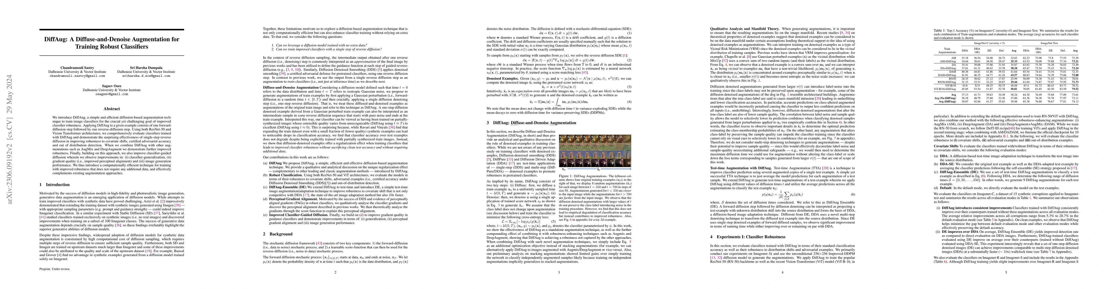 Thumbnail for DiffAug: A Diffuse-and-Denoise Augmentation for Training Robust
  Classifiers