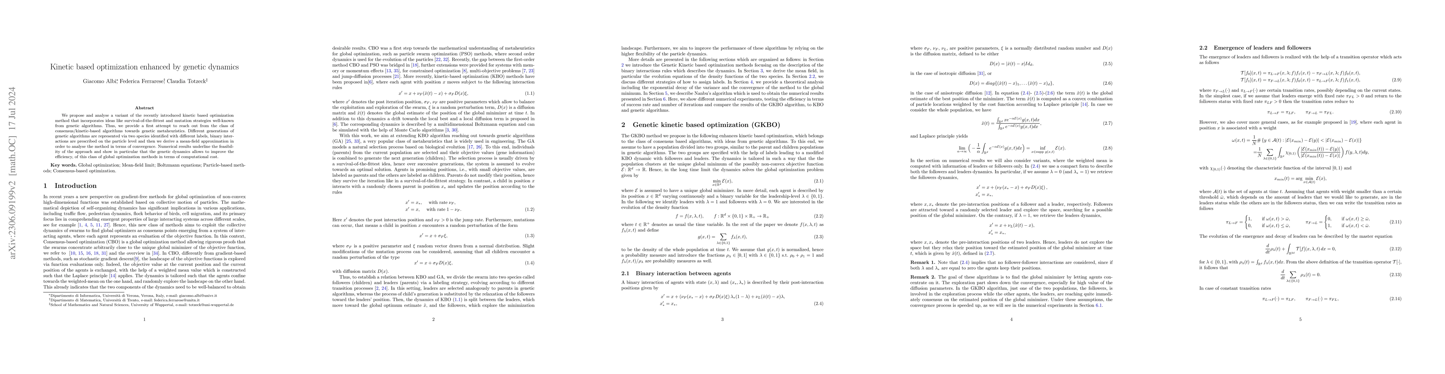Thumbnail for Kinetic based optimization enhanced by genetic dynamics