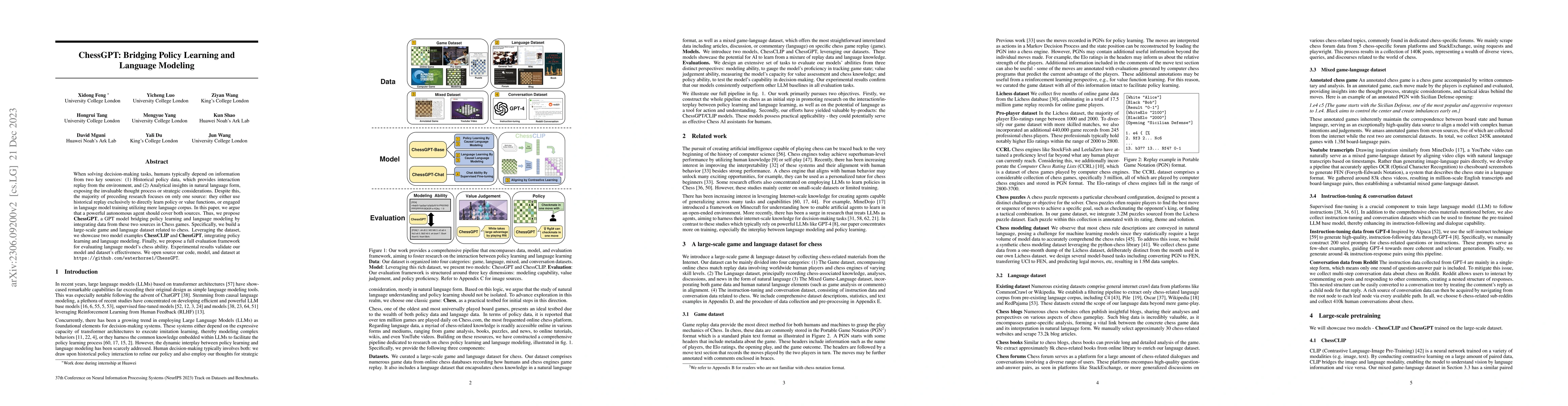 Thumbnail for ChessGPT: Bridging Policy Learning and Language Modeling