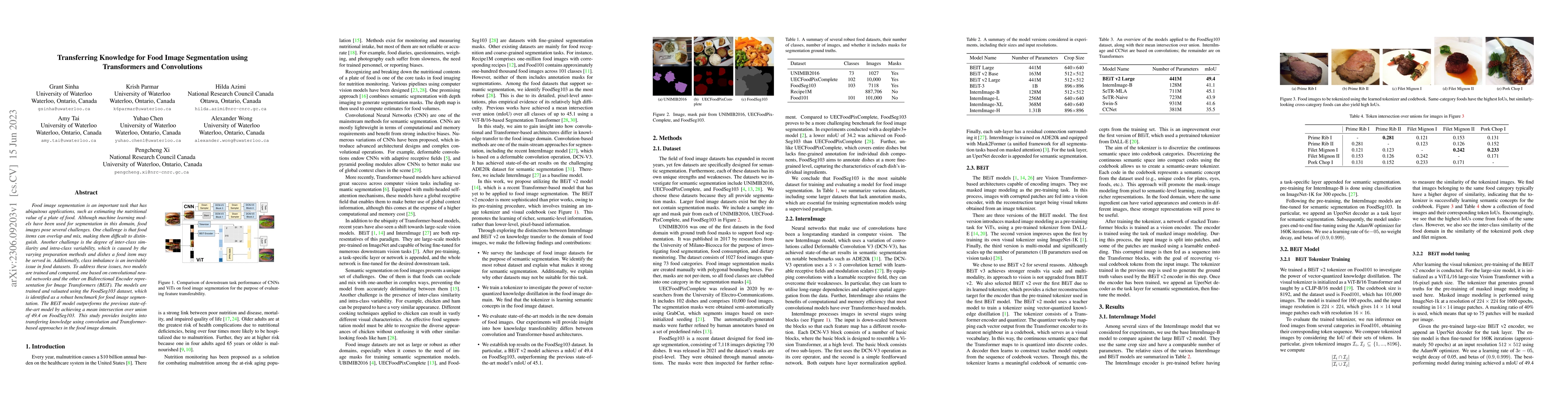 Thumbnail for Transferring Knowledge for Food Image Segmentation using Transformers
  and Convolutions