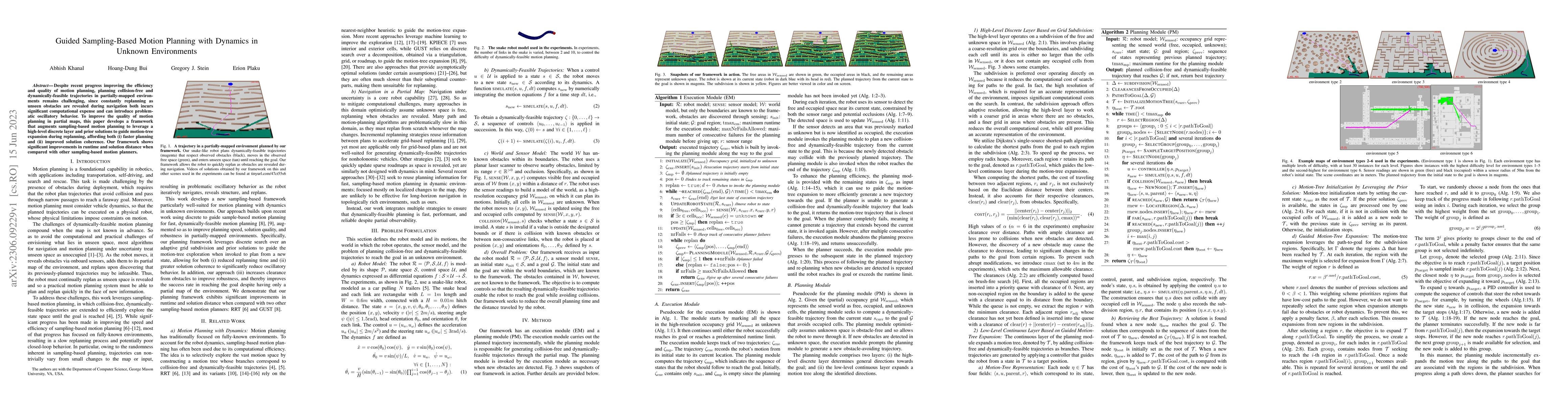 Thumbnail for Guided Sampling-Based Motion Planning with Dynamics in Unknown
  Environments