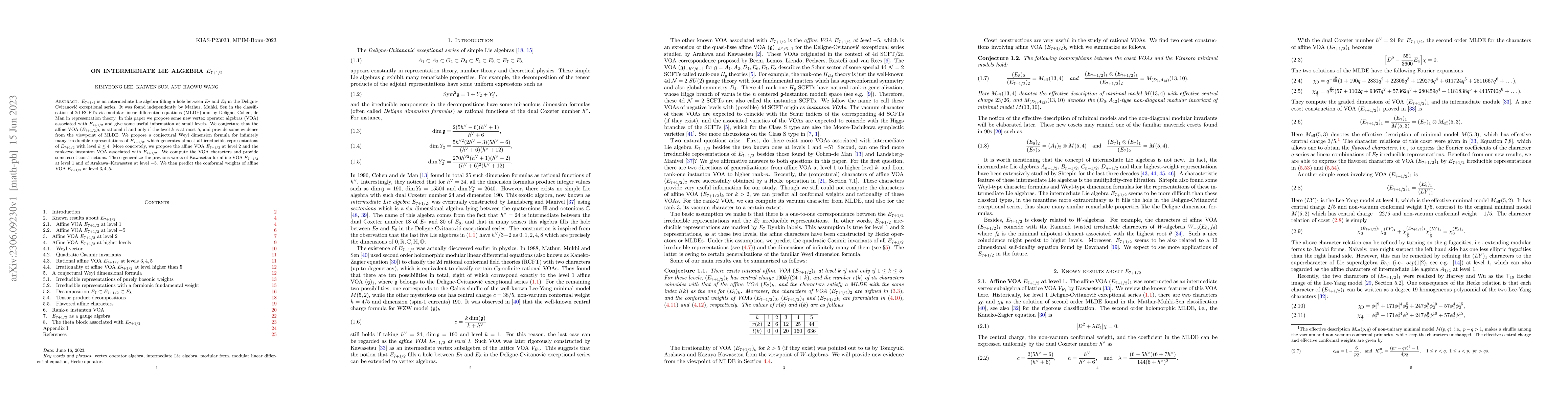 Thumbnail for On intermediate Lie algebra $E_{7+1/2}$