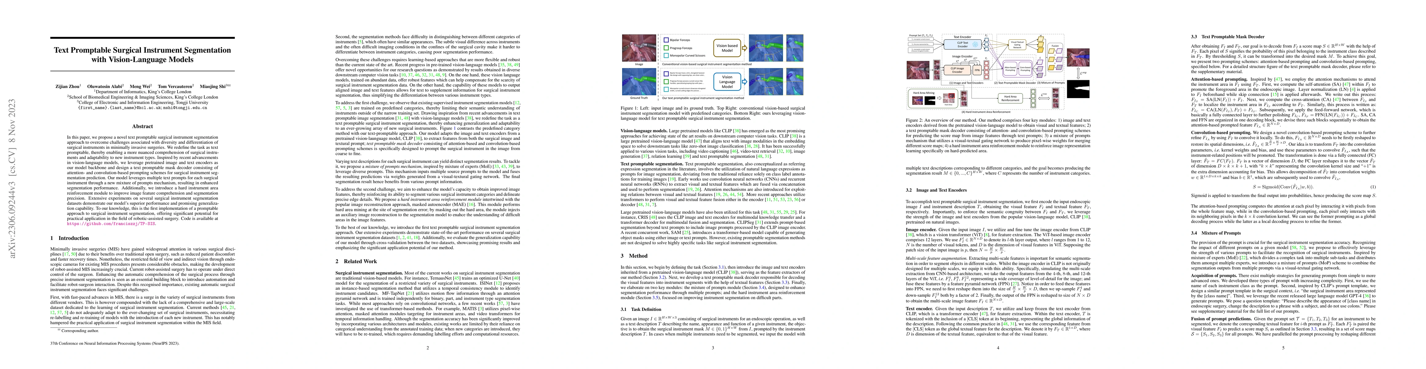 Thumbnail for Text Promptable Surgical Instrument Segmentation with Vision-Language
  Models