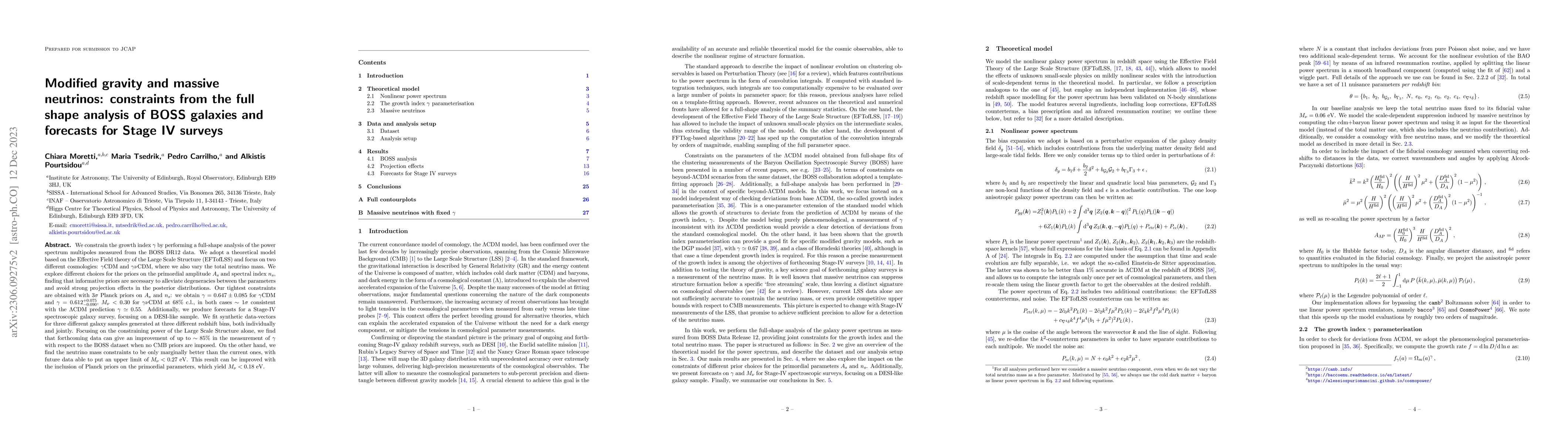 Thumbnail for Modified gravity and massive neutrinos: constraints from the full shape
  analysis of BOSS galaxies and forecasts for Stage IV surveys