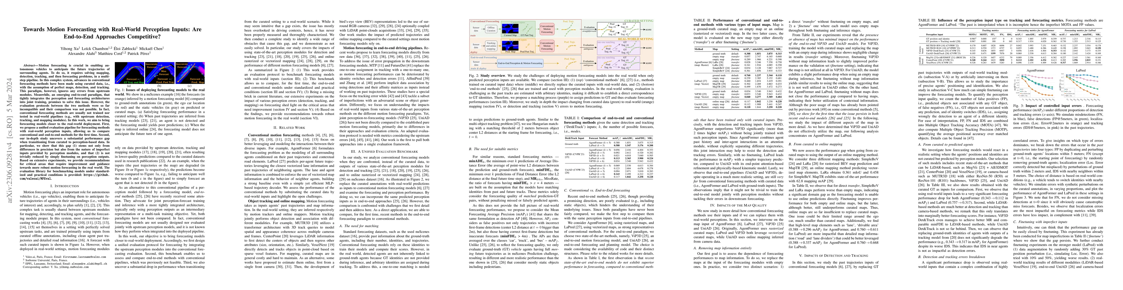 Thumbnail for Towards Motion Forecasting with Real-World Perception Inputs: Are
  End-to-End Approaches Competitive?