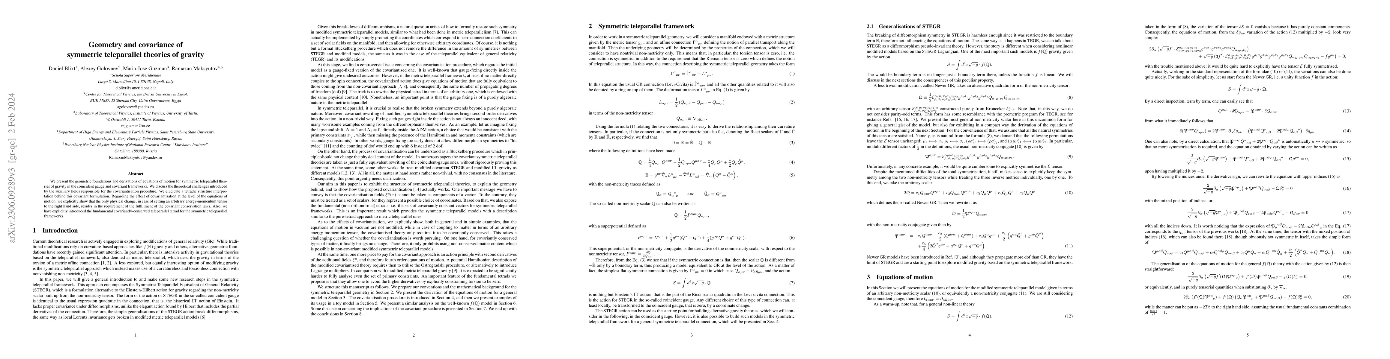 Thumbnail for Geometry and covariance of symmetric teleparallel theories of gravity