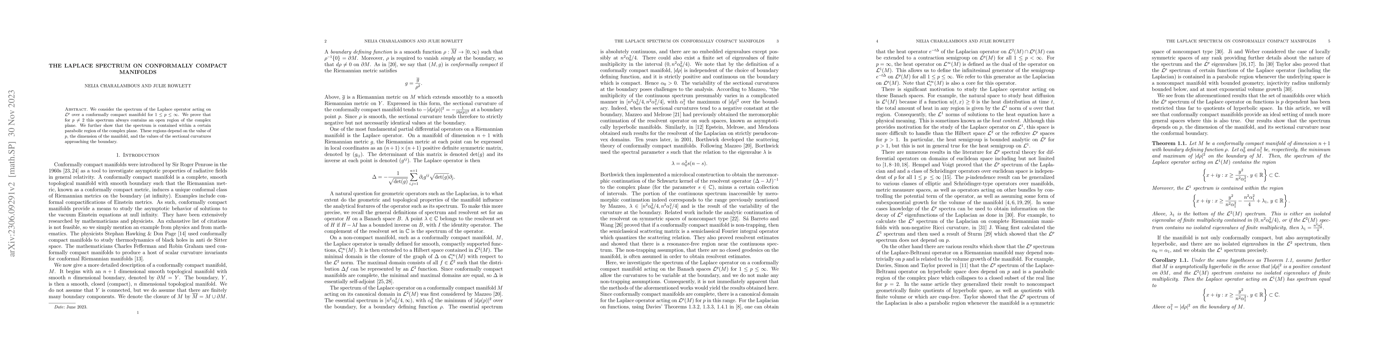 Thumbnail for The Laplace spectrum on conformally compact manifolds