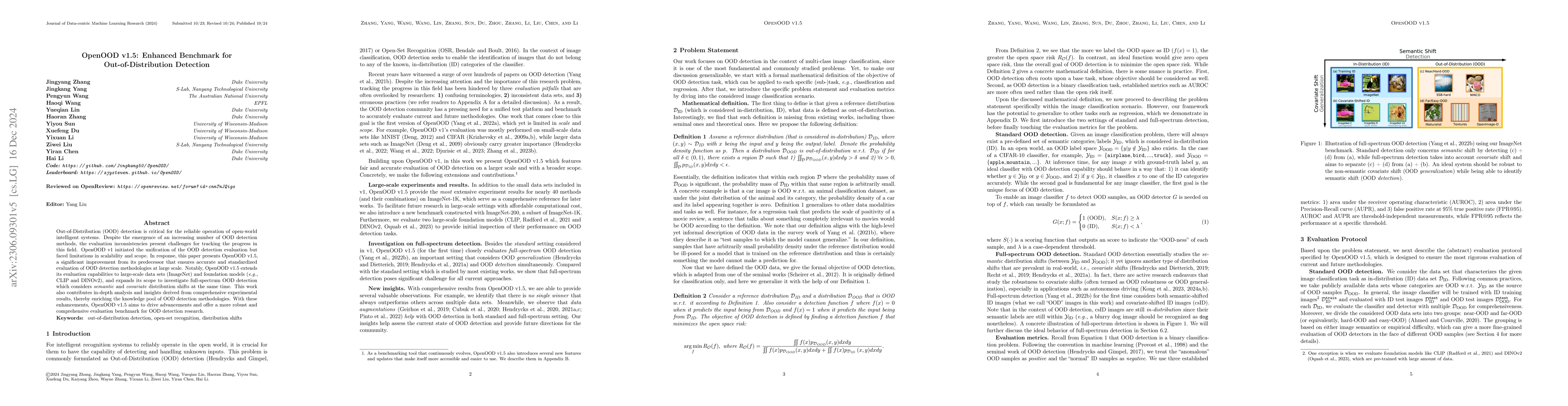 Thumbnail for OpenOOD v1.5: Enhanced Benchmark for Out-of-Distribution Detection