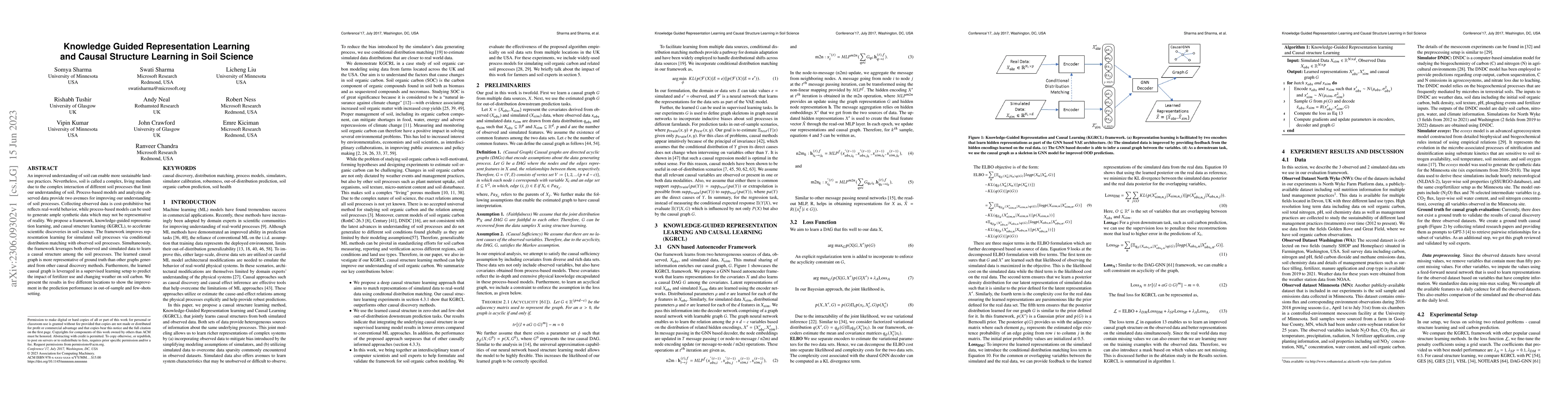 Thumbnail for Knowledge Guided Representation Learning and Causal Structure Learning
  in Soil Science