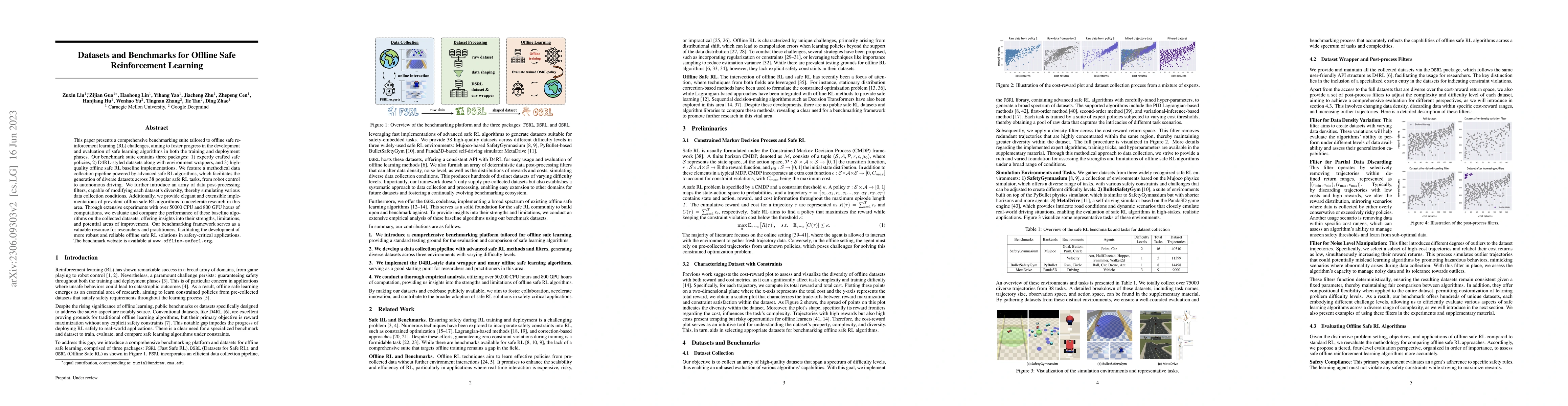 Thumbnail for Datasets and Benchmarks for Offline Safe Reinforcement Learning