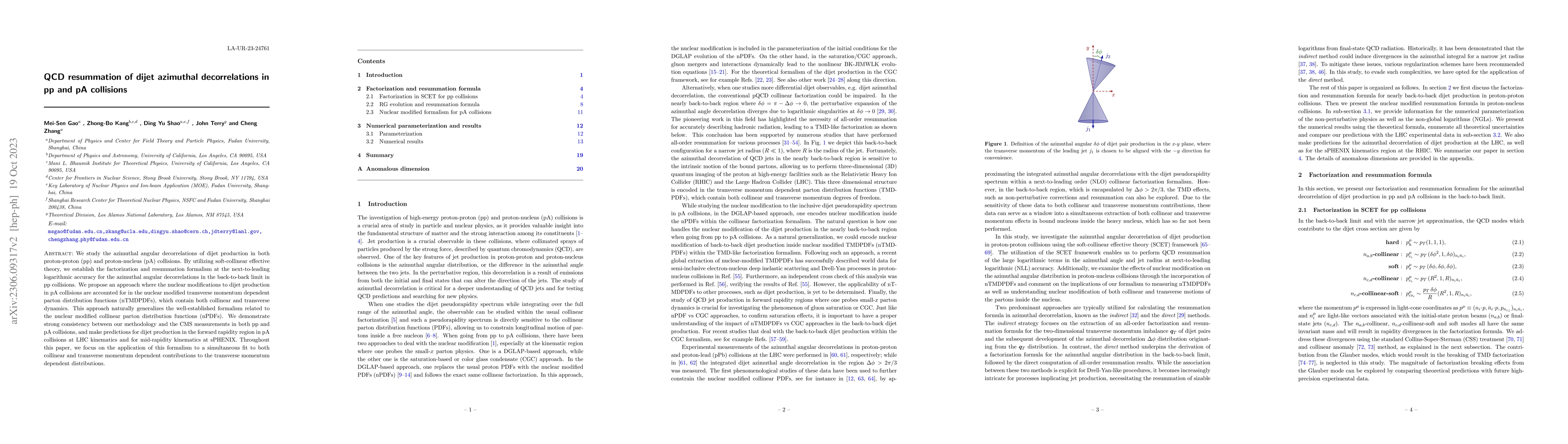 Thumbnail for QCD resummation of dijet azimuthal decorrelations in pp and pA
  collisions