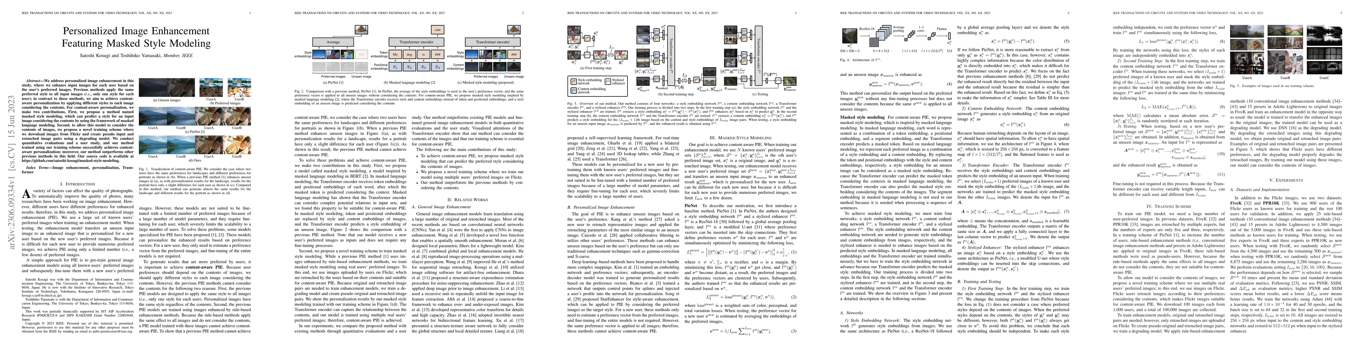 Thumbnail for Personalized Image Enhancement Featuring Masked Style Modeling