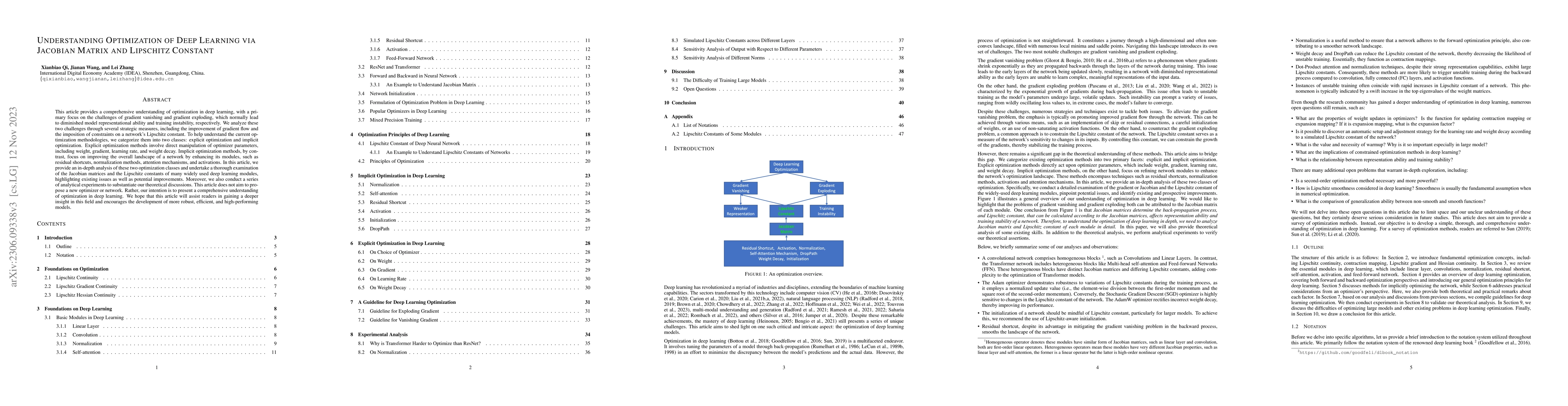 Thumbnail for Understanding Optimization of Deep Learning via Jacobian Matrix and
  Lipschitz Constant