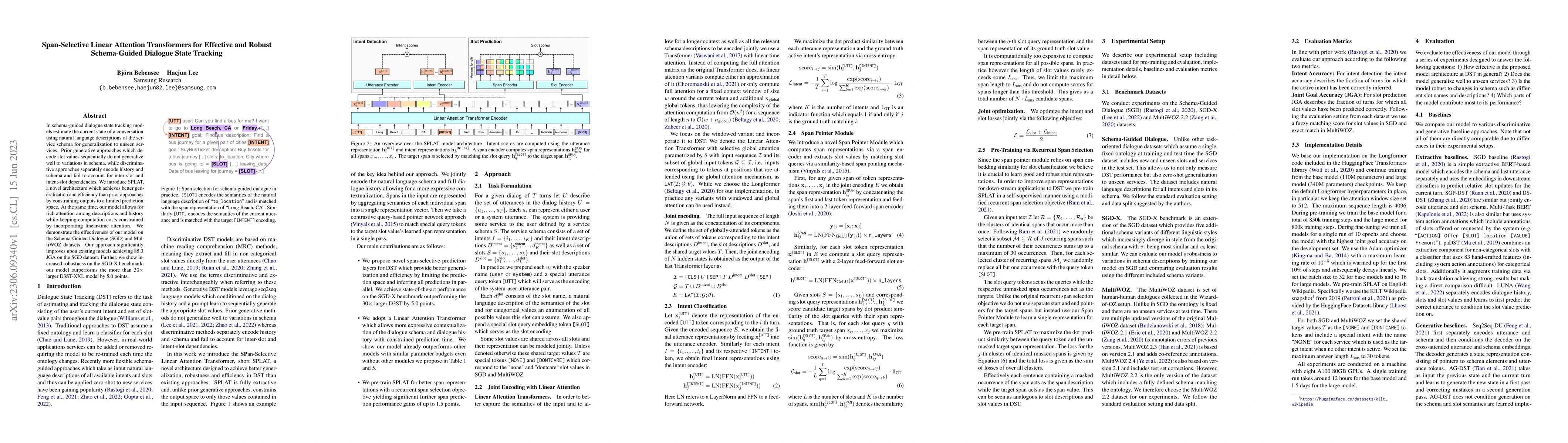 Thumbnail for Span-Selective Linear Attention Transformers for Effective and Robust
  Schema-Guided Dialogue State Tracking