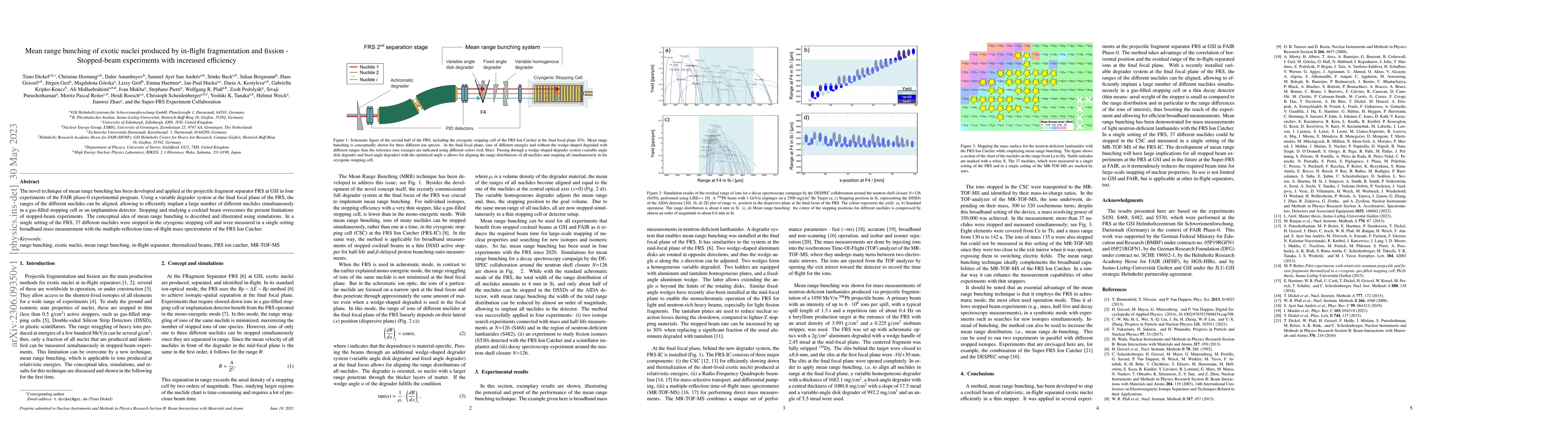 Thumbnail for Mean range bunching of exotic nuclei produced by in-flight fragmentation
  and fission -- Stopped-beam experiments with increased efficiency