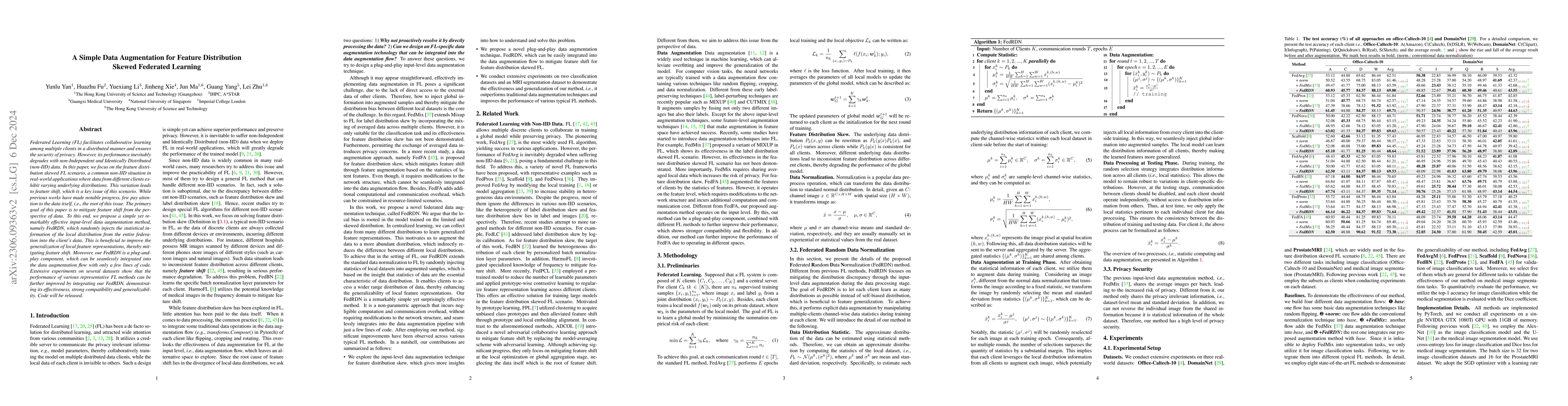 Thumbnail for A Simple Data Augmentation for Feature Distribution Skewed Federated
  Learning