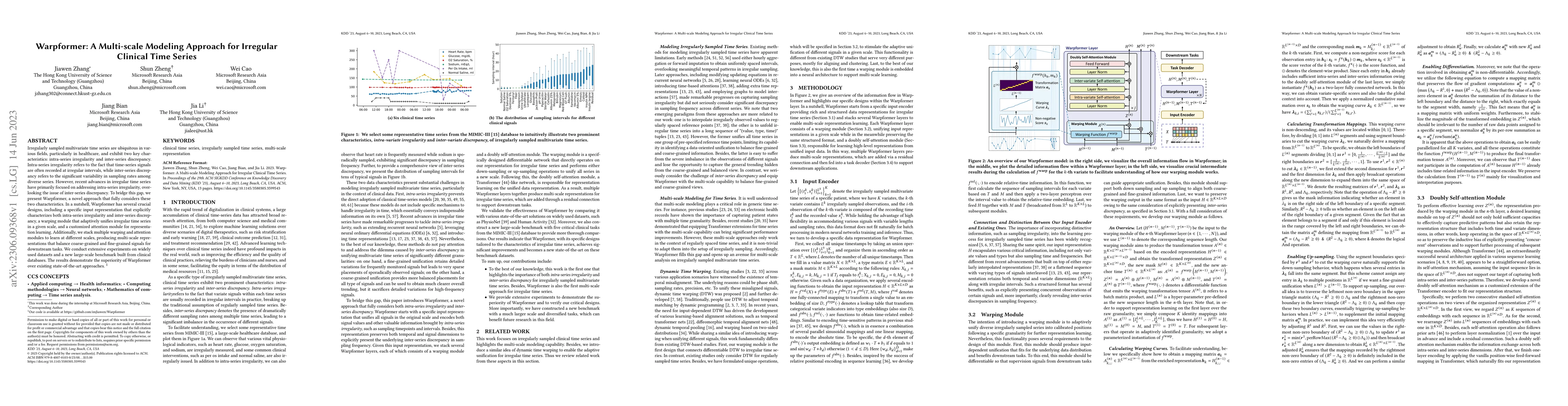 Thumbnail for Warpformer: A Multi-scale Modeling Approach for Irregular Clinical Time
  Series