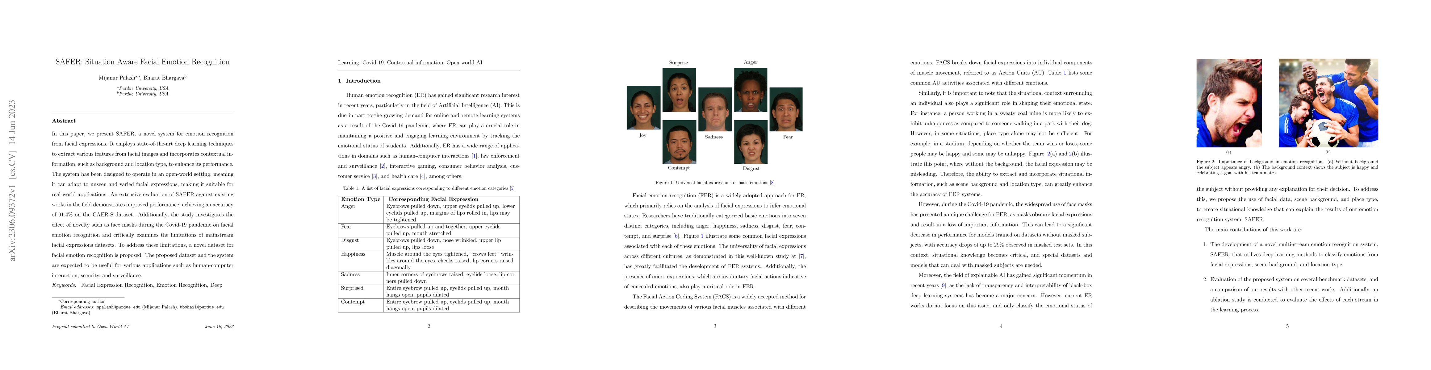 Thumbnail for SAFER: Situation Aware Facial Emotion Recognition