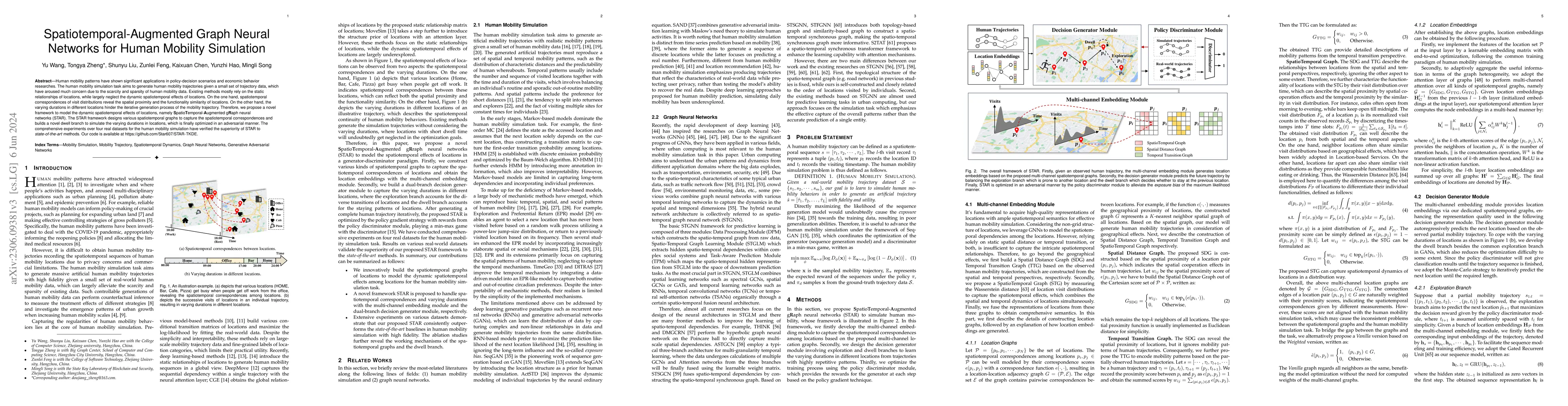 Thumbnail for Spatiotemporal-Augmented Graph Neural Networks for Human Mobility
  Simulation