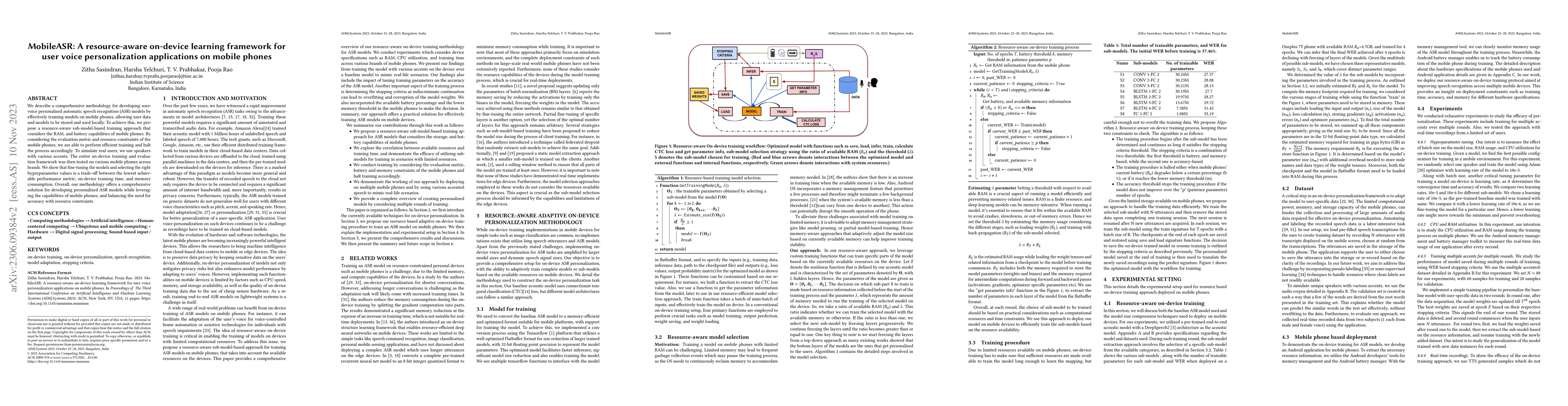 Thumbnail for MobileASR: A resource-aware on-device learning framework for user voice
  personalization applications on mobile phones