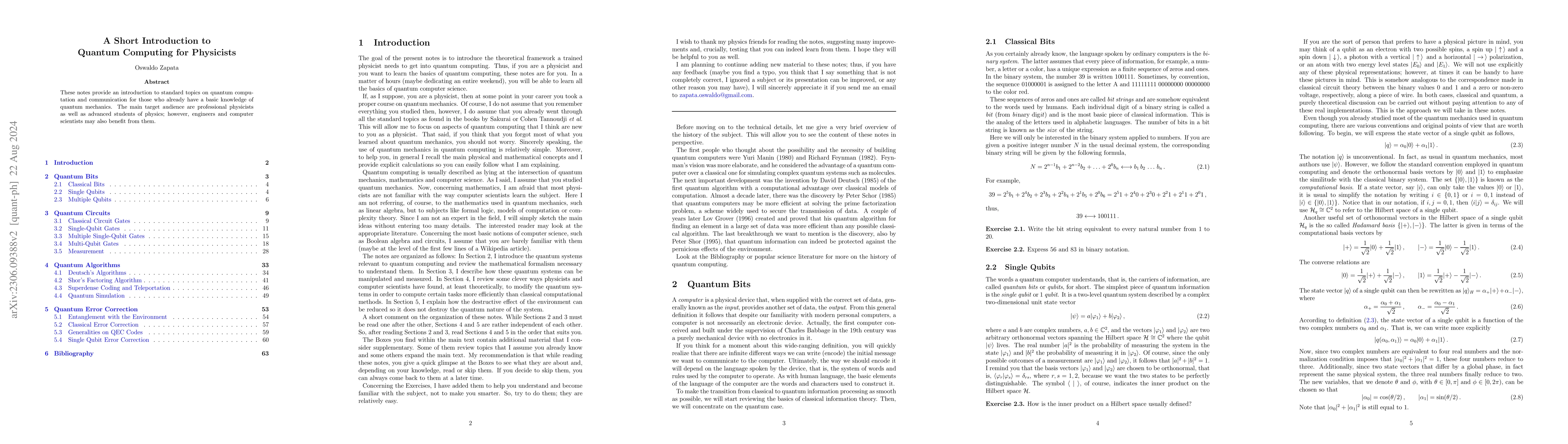 Thumbnail for A Short Introduction to Quantum Computing for Physicists