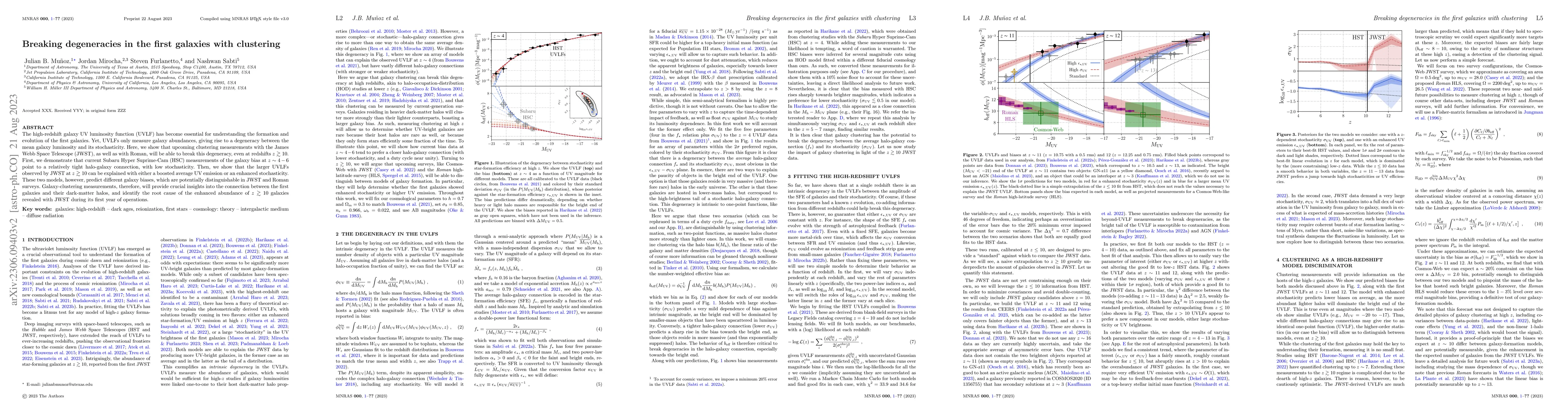 Thumbnail for Breaking degeneracies in the first galaxies with clustering