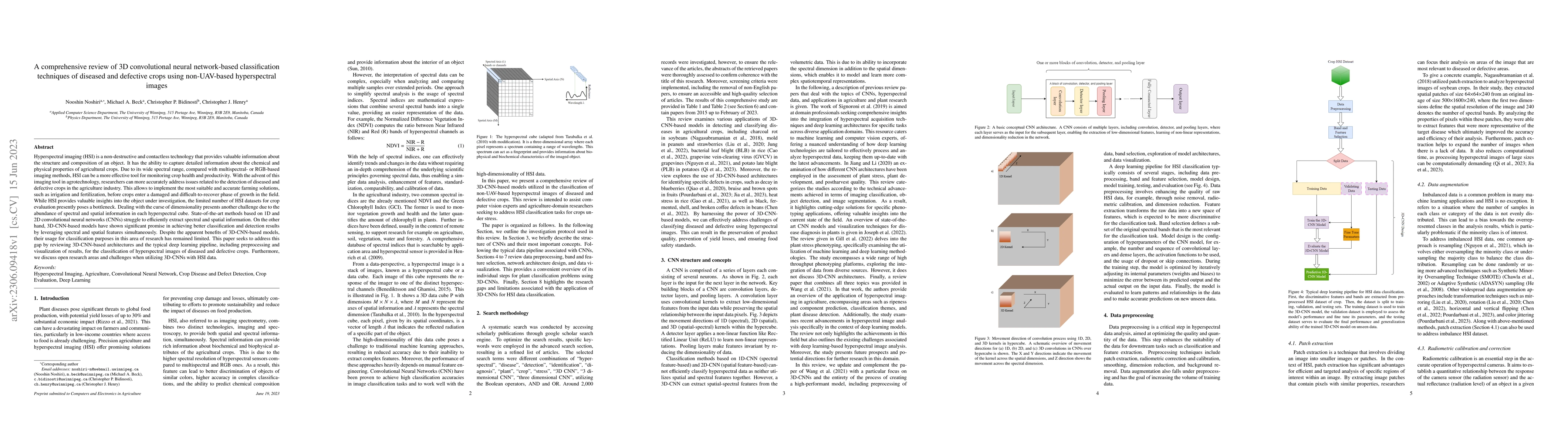 Thumbnail for A comprehensive review of 3D convolutional neural network-based
  classification techniques of diseased and defective crops using non-UAV-based
  hyperspectral images
