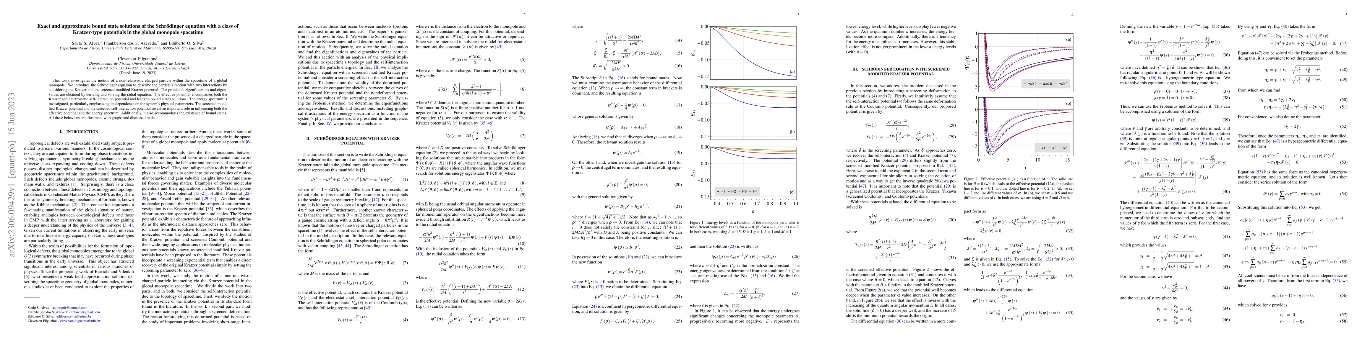 Thumbnail for Exact and approximate bound state solutions of the Schr\"odinger
  equation with a class of Kratzer-type potentials in the global monopole
  spacetime