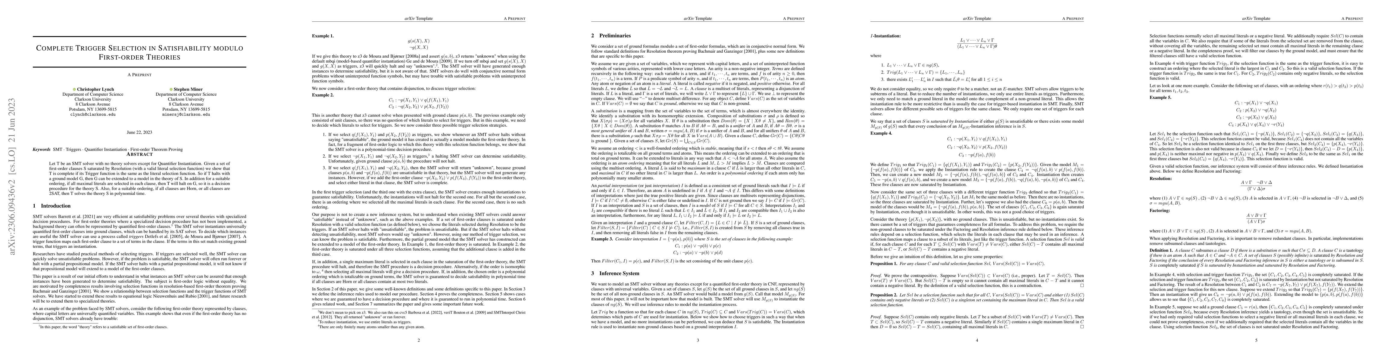 Thumbnail for Complete Trigger Selection in Satisfiability modulo first-order Theories