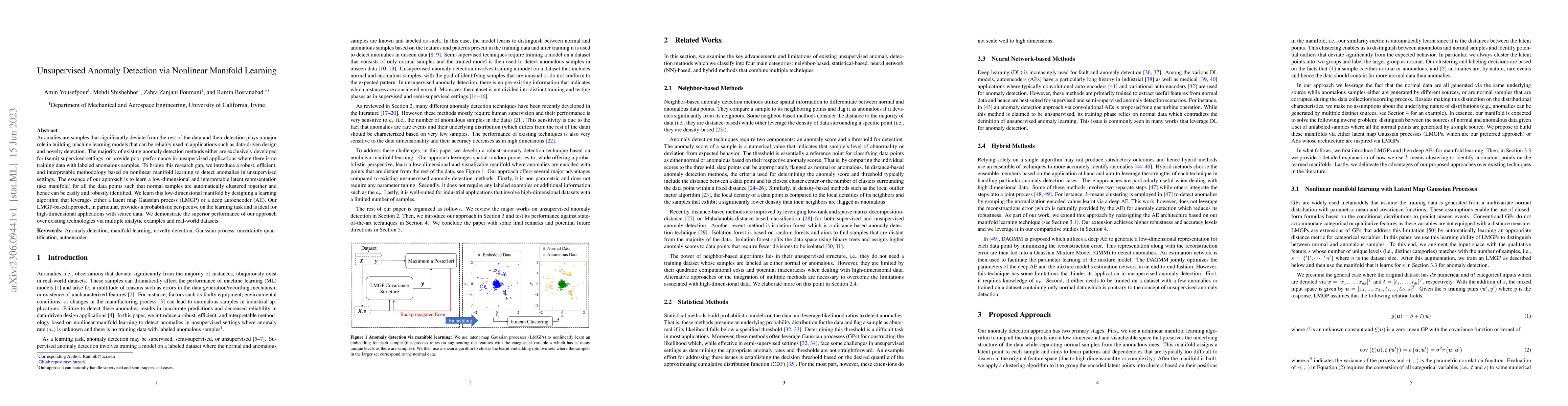 Thumbnail for Unsupervised Anomaly Detection via Nonlinear Manifold Learning