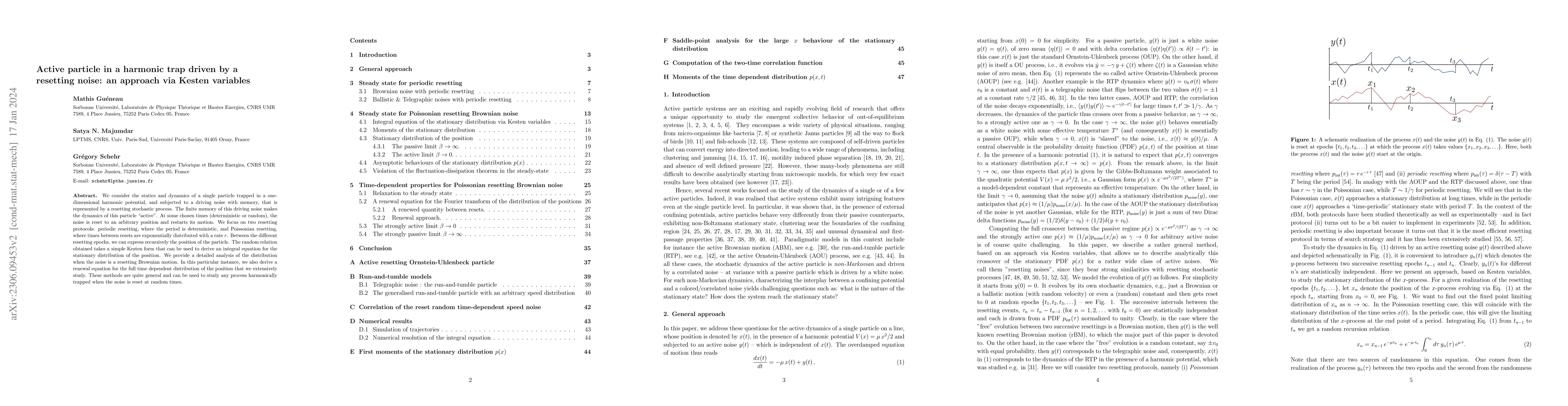 Thumbnail for Active particle in a harmonic trap driven by a resetting noise: an
  approach via Kesten variables