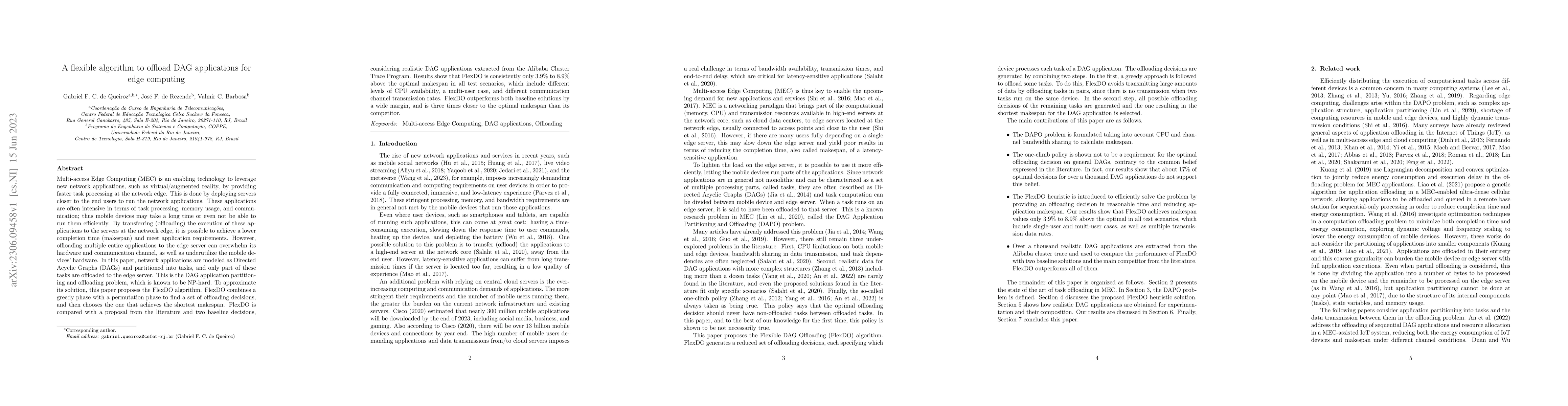 Thumbnail for A flexible algorithm to offload DAG applications for edge computing