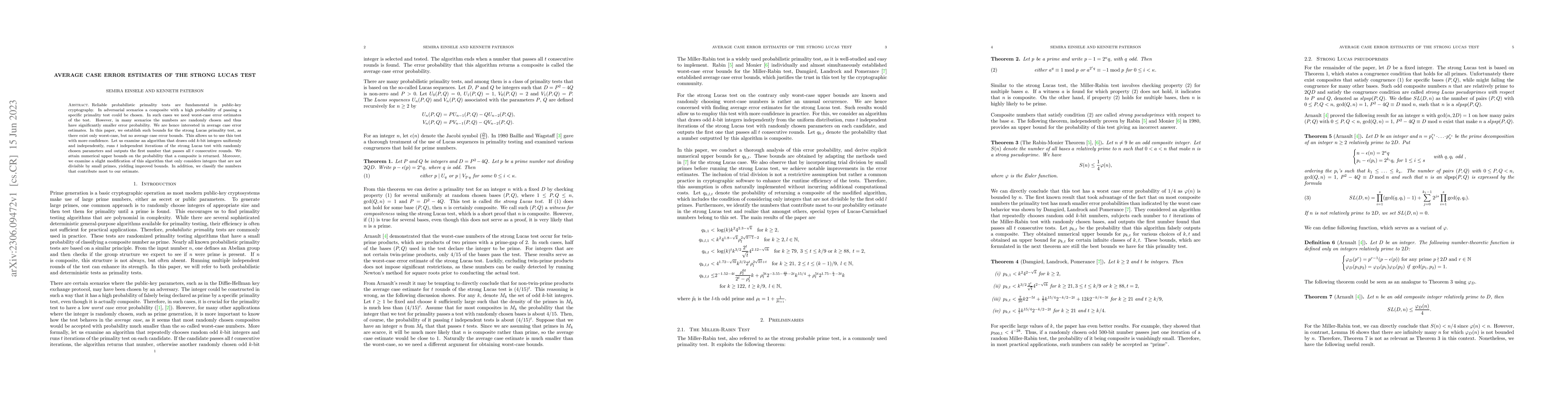 Thumbnail for Average Case Error Estimates of the Strong Lucas Test