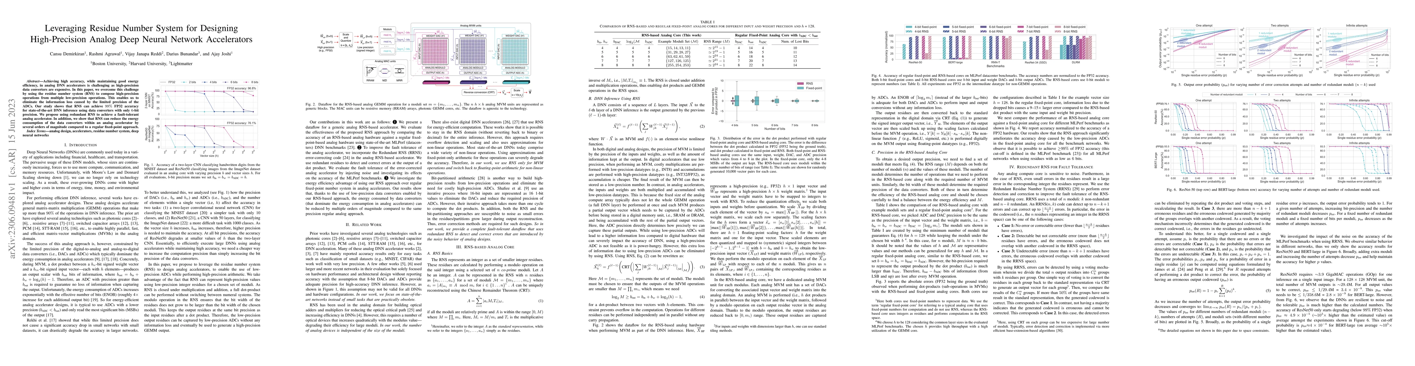 Thumbnail for Leveraging Residue Number System for Designing High-Precision Analog
  Deep Neural Network Accelerators