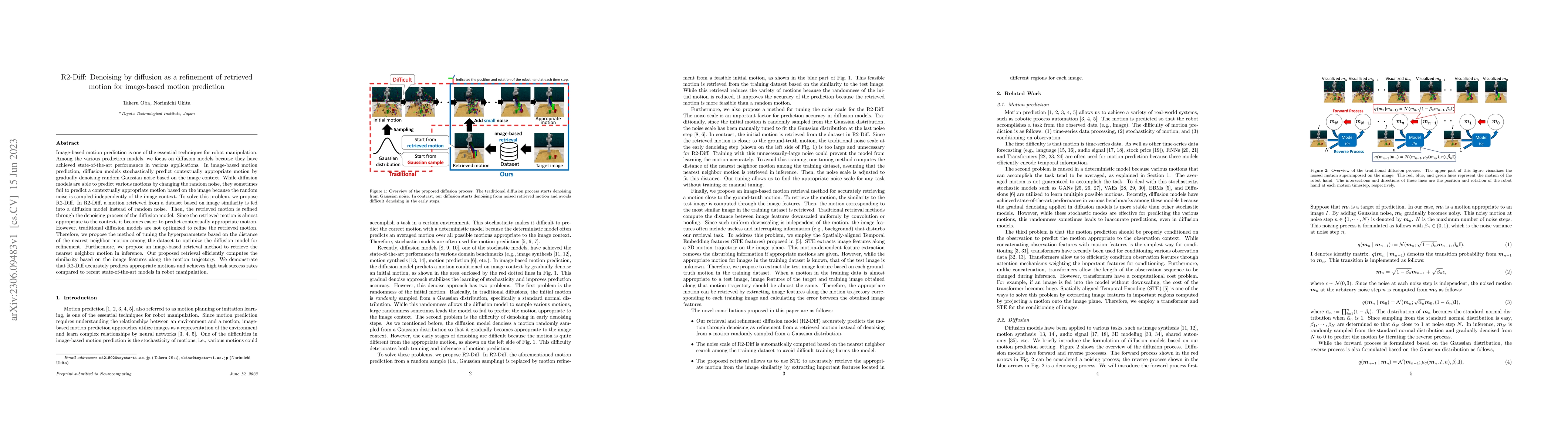 Thumbnail for R2-Diff: Denoising by diffusion as a refinement of retrieved motion for
  image-based motion prediction